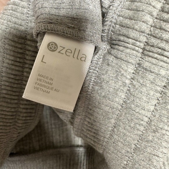 NWOT Zella Half Zip Ribbed Hoodie Women's Elastic Waist Light Gray Size L - Picture 6 of 8
